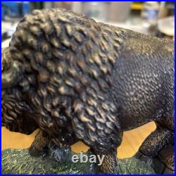 Vintage Cast Iron Buffalo Heavy Doorstop Animal Figure Decorative 5 x 6.5 inches