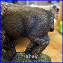 Vintage Cast Iron Buffalo Heavy Doorstop Animal Figure Decorative 5 x 6.5 inches