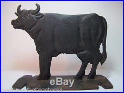 Vintage Cast Iron Bull Boot Scraper Doorstop cow farm animal mail box topper