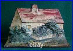Vintage Cast Iron Cape Cod Cottage Doorstop 8 1/2 Wide -fine Original Paint