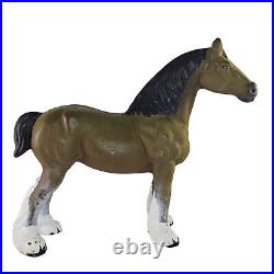 Vintage Cast Iron Clydesdale Draft Horse Door Stop Heavy Hand Painted