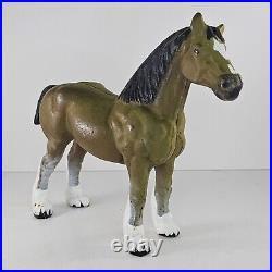 Vintage Cast Iron Clydesdale Draft Horse Door Stop Heavy Hand Painted