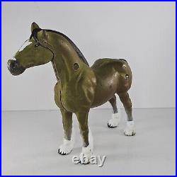 Vintage Cast Iron Clydesdale Draft Horse Door Stop Heavy Hand Painted