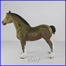 Vintage Cast Iron Clydesdale Draft Horse Door Stop Heavy Hand Painted