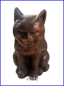 Vintage Cast Iron Copper Wash Sitting Sleeping Cat Door Stop