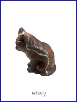 Vintage Cast Iron Copper Wash Sitting Sleeping Cat Door Stop
