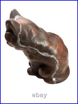Vintage Cast Iron Copper Wash Sitting Sleeping Cat Door Stop