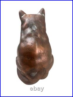 Vintage Cast Iron Copper Wash Sitting Sleeping Cat Door Stop