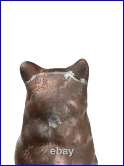 Vintage Cast Iron Copper Wash Sitting Sleeping Cat Door Stop