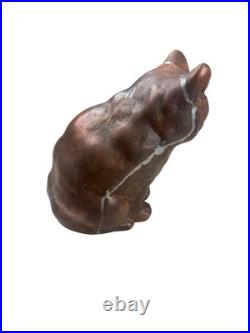 Vintage Cast Iron Copper Wash Sitting Sleeping Cat Door Stop