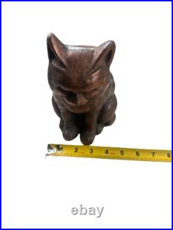 Vintage Cast Iron Copper Wash Sitting Sleeping Cat Door Stop