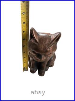 Vintage Cast Iron Copper Wash Sitting Sleeping Cat Door Stop