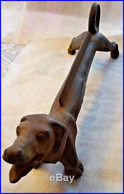 Vintage Cast Iron DACHSHUND WEINER DOG Boot Scraper, Door Stop 22 L / 26 Lbs