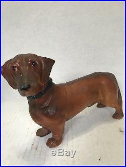 Vintage Cast Iron Dachshund Dog Bank Doorstop 8.5made in usa