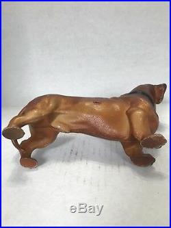 Vintage Cast Iron Dachshund Dog Bank Doorstop 8.5made in usa