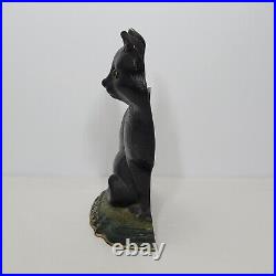 Vintage Cast Iron Door Stop Large Sitting Cat with Glass Eyes 12 x 10