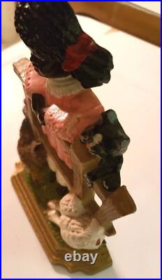 Vintage Cast Iron Door Stop Scene Is Girl Standing at Fence With Farm Animals Vintage Cast Iron Door Stop Scene Is Girl Standing at Fence With Farm Animals