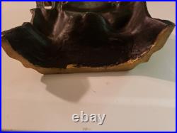 Vintage Cast Iron Door Stop Scene Is Girl Standing at Fence With Farm Animals Vintage Cast Iron Door Stop Scene Is Girl Standing at Fence With Farm Animals