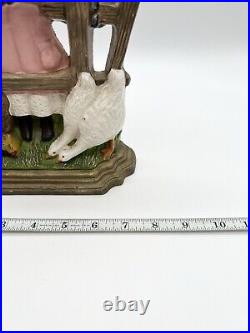 Vintage Cast Iron Doorstop Girl Standing at Fence Farm Animals Americana Vintage Cast Iron Doorstop Girl Standing at Fence Farm Animals Americana