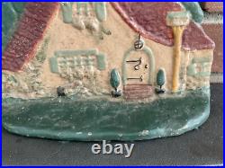 Vintage Cast Iron Doorstop Little Red Riding Hood Cottage-As Found