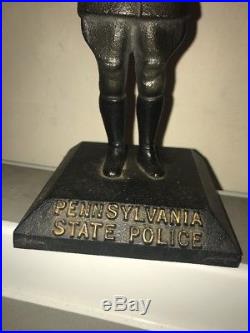 Vintage Cast Iron Doorstop Pennsylvania State Police Man