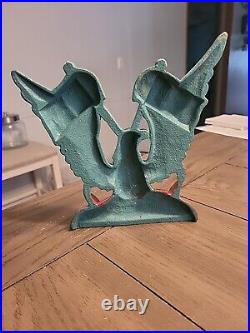 Vintage Cast Iron Doorstop Spread Wing Eagle with American Flags