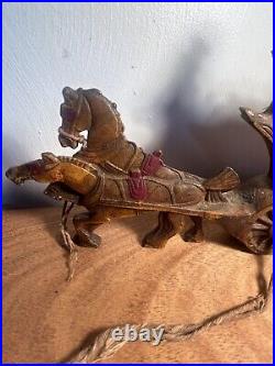 Vintage Cast Iron Doorstop Stagecoach Horse and Carriage