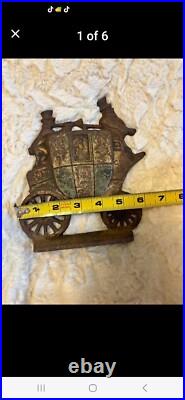 Vintage Cast Iron Doorstop Worcester & London Royal Mail Coach Nuydea