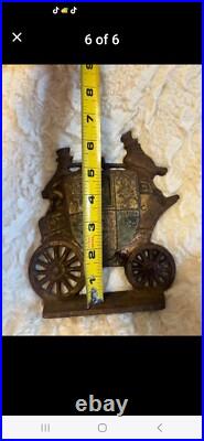 Vintage Cast Iron Doorstop Worcester & London Royal Mail Coach Nuydea
