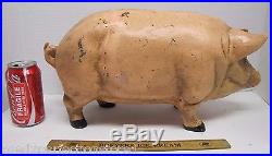 Vintage Cast Iron Figural Pig Doorstop Piggy Bank big heavy farm animal yard art