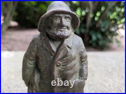 Vintage Cast Iron Fisherman Figure Doorstop Nautical Decor 7 Inch Rustic Statue