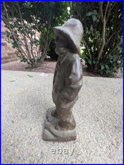 Vintage Cast Iron Fisherman Figure Doorstop Nautical Decor 7 Inch Rustic Statue