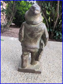 Vintage Cast Iron Fisherman Figure Doorstop Nautical Decor 7 Inch Rustic Statue