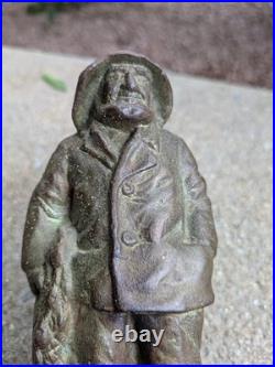 Vintage Cast Iron Fisherman Figure Doorstop Nautical Decor 7 Inch Rustic Statue