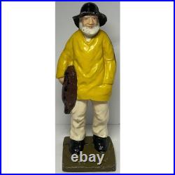 Vintage Cast Iron Fisherman Statue Old Salt Seaman Nautical Decor Door Stop