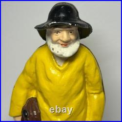 Vintage Cast Iron Fisherman Statue Old Salt Seaman Nautical Decor Door Stop