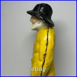 Vintage Cast Iron Fisherman Statue Old Salt Seaman Nautical Decor Door Stop