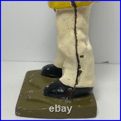 Vintage Cast Iron Fisherman Statue Old Salt Seaman Nautical Decor Door Stop