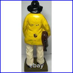 Vintage Cast Iron Fisherman Statue Old Salt Seaman Nautical Decor Door Stop