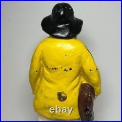 Vintage Cast Iron Fisherman Statue Old Salt Seaman Nautical Decor Door Stop