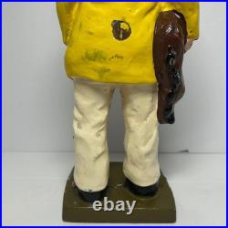 Vintage Cast Iron Fisherman Statue Old Salt Seaman Nautical Decor Door Stop