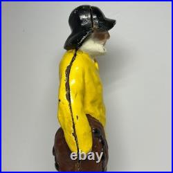 Vintage Cast Iron Fisherman Statue Old Salt Seaman Nautical Decor Door Stop