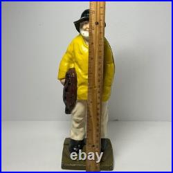 Vintage Cast Iron Fisherman Statue Old Salt Seaman Nautical Decor Door Stop