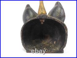 Vintage Cast Iron Fox Doorstop Brass Handle