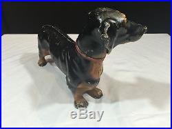 Vintage Cast Iron HUBLEY Doorstop DACHSHUND DOXIN Dog #326 Made in USA EX+ EUC