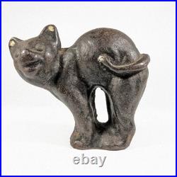 Vintage Cast Iron Halloween Cat Doorstop Paperweight Folk Art Possibly Hubley