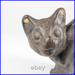 Vintage Cast Iron Halloween Cat Doorstop Paperweight Folk Art Possibly Hubley