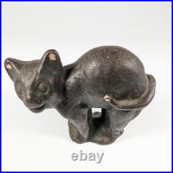 Vintage Cast Iron Halloween Cat Doorstop Paperweight Folk Art Possibly Hubley