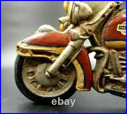 Vintage Cast Iron Harley-davidson Handpainted Motorcycle Doorstop