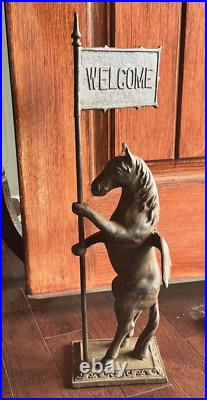 Vintage Cast Iron Horse Pegasus Doorstop Welcome 22 inches